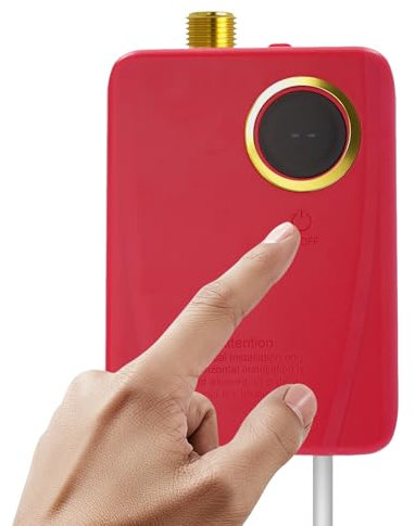 3500 W Scaldabagno Elettrico Controllo Intelligente Riscaldatore di acqua Montaggio a Parete Riscaldatore Istantaneo (Rosso)