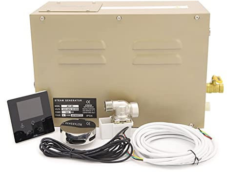 ERSINIAN Kit generador de Ducha de Vapor de 12 KW Sistema de Ducha con generador de Vapor con Drenaje automático para Uso Comercial con Control a Prueba de Agua y Drenaje automático, 4000337371439
