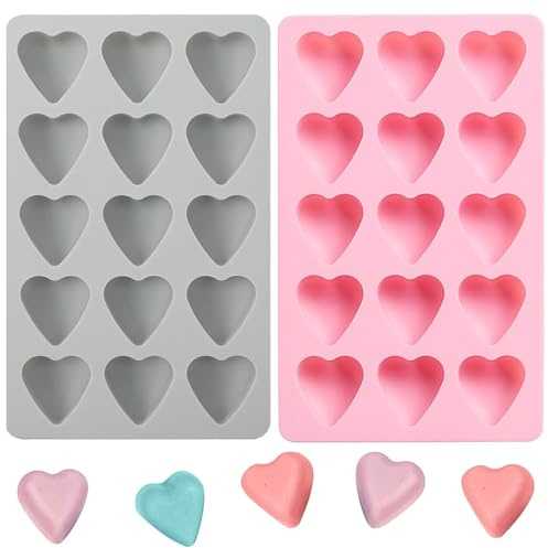 2 moldes de silicona en forma de corazón, molde de silicona en forma de corazón, molde de silicona para chocolate, forma de corazón pequeño de chocolate, adecuado para el día de San Valentín, bodas,