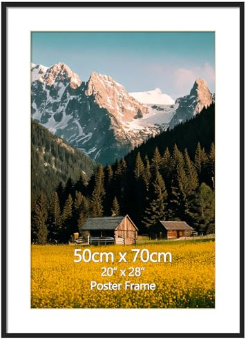 EYMPEU Cadre Photo 50x70 Noir en Alliage d'aluminium avec Passe-Partout pour Placer 40x60CM ou 50x70 CM Photo pour Accrocher au Mur