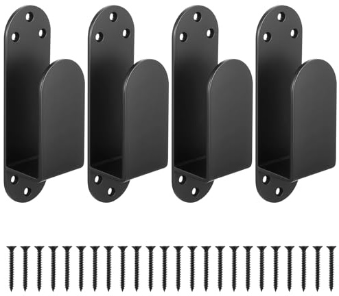 McBlast 4 Pcs Large U Round Door Barricade Brackets 2x4 | Metal U Clamps, for Drop Open Bars, Home Barn Shed Garage, Security Reinforcement, Heavy Duty, Easy Install.