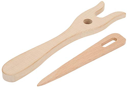 Haofy Set di Forchette per Maglieria in Legno di Faggio, Lunghezza 15,5 Cm, 2 Pezzi, Strumenti per Creare Braccialetti e Collane Fai-da-te