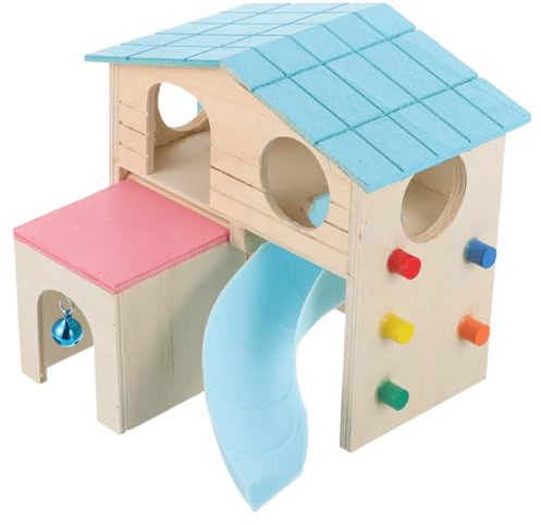 VALICLUD Maison de Hamster en Matériau Composite Résistant Toboggan Confortable et Cachette pour Hérisson et Hamster Doré, Jouet pour Petits Animaux