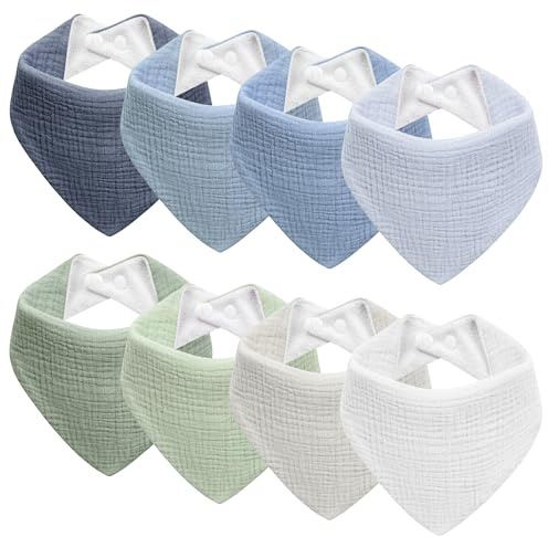 Kewlife present haklapp baby muslin triangelhalsduk baby halsduk justerbar för pojkar och flickor, Cyan-8 st, En Storlek