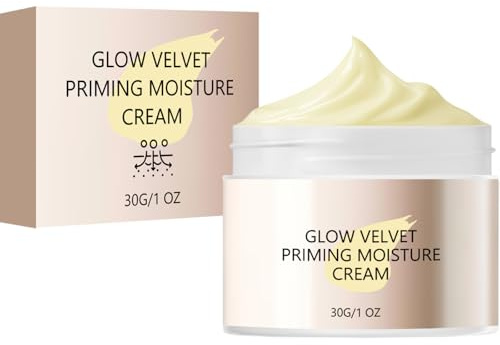 Glow Velvet Moisture Priming Cream, Pore Blurring and Makeup Gripping Primer, Hydrating Face Primer for Flawless Long-Lasting Makeup, Cream Velvet Finish for All Skin Types,30g (1pcs)