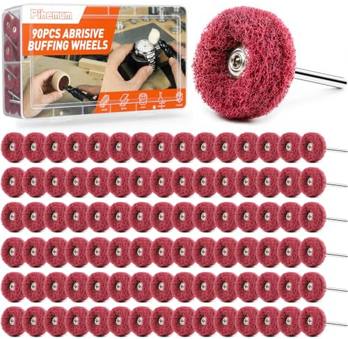 90-delars slipande poleringshjul set – 0,1 cm skaft, 25 mm (1 tum) 80-800 korn, 15 ullfilt poleringshjul, roterande verktygssats för metall, smycken, trä, glas