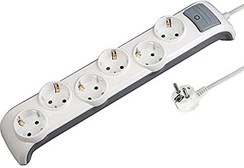 Electraline Regleta Base múltiple, Blanco, 3G1 mm², 2 m, 6 Tomas