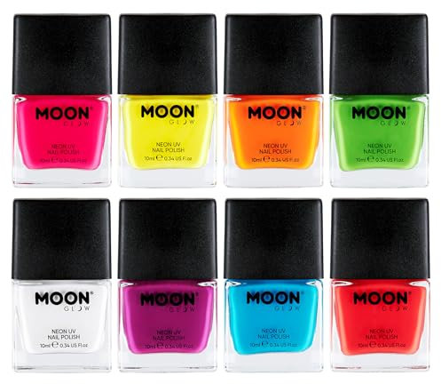 Moon Glow Neon UV-Nagellack, intensives Set mit 8 Farben, leuchtender Neon-Nagellack, leuchtet unter UV-Strahlung, (Orange, 10 ml (8er-Pack))