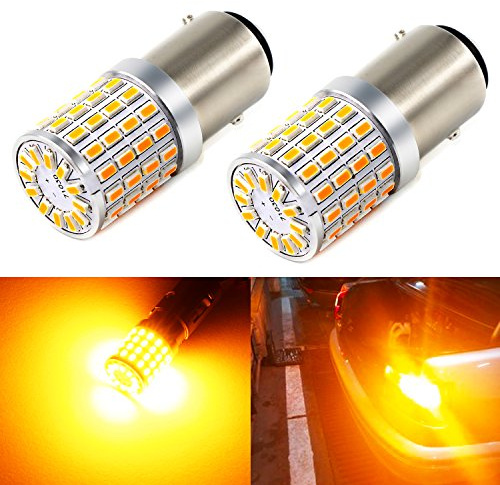 PHINLION 2057 1157 Orange Yellow LED Bulbs Super Bright 72-SMD 1034 2357 7528 Amber LED Bulb for Turn Signal Blinker Parking Side Marker Lights, Pack of 2