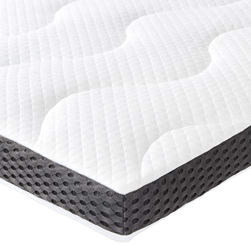 Amazon Basics Matratzen Topper 100 x 200 cm, 7 cm Höhe Gel-Schaum Matratzenauflage, weiß