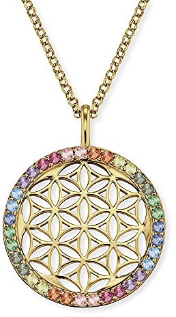 Engelsrufer Damen Halskette aus vergoldetem Sterling Silber mit Lebensblume Anhänger und Zirkonia, nickelfrei