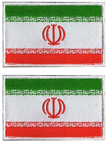 2 st AliPlus Irans flagglappar, broderad taktisk militär, moral, lappapplikation, fästanordning, krok och ögla