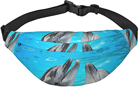 Coole Delfin-Bauchtasche für Männer und Frauen, verstellbarer Gürtel, lässige Brusttasche, Bauchtaschen für Reisen, Sport, Laufen, Wandern, Hüfttaschen, Schwarz, Einheitsgröße