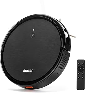Linsar - Saugroboter ohne Wischfunktion - Starke Saugleistung - Alexa kompatibel - für Teppich, Tierhaare & Hartböden - Staubsauger Roboter mit Ladestation & Fernbedienung (Schwarz)