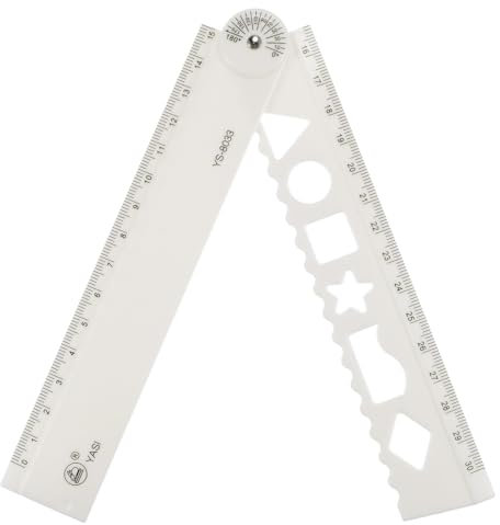 QUARKZMAN Regla Plegable 30cm Métrica de Poliestireno Transportable Medidor de Ángulos Plegable Herramienta de Medición para Construcción Regla Recta Blanco