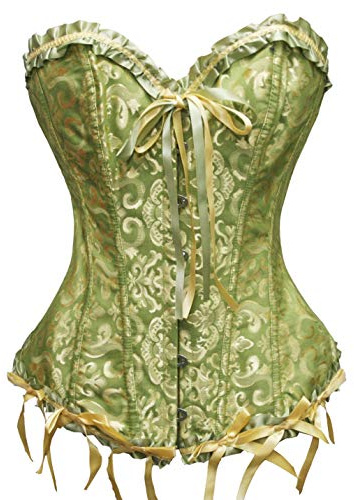 Bslingerie® - Corsetto da donna in raso, con pizzo con motivo floreale, stile gotico, M