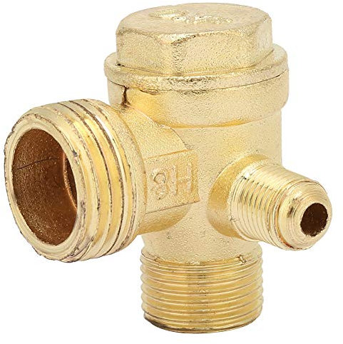 Nimomo Valvola di Ritegno Compressore, Filettatura Maschio in Ottone a 3 vie Strumento di Connessione per Valvola di Non Ritorno Unidirezionale, Ricambio per Strumento di Connessione per Tubi