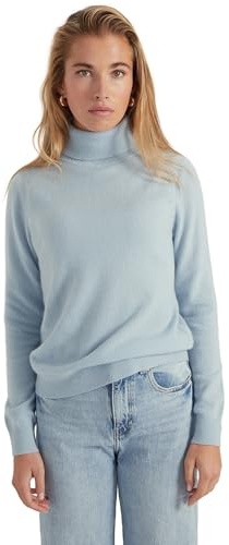 Style & Republic Jersey de cuello alto para mujer, 100% cachemira, corte ajustado, elegante jersey de punto de cachemira premium para otoño e invierno, Pastel Blue Mel, S