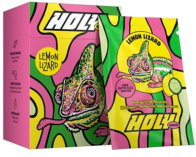HOLY Energy Booster 10er Probier-Box 'Lemon Lizard' mit Zitrone & Gurken Geschmack Pulver | 10 Portionen mit NewCaff & Grüntee Extrakt Vegan mit 100% natürlichen Fruchtaromen