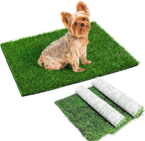 Lichi Artificial Grass, Artificial Pet Pee Grass Mat for Dog Potty Training, Fake Grass Replacement Pad for Puppy, Artificial Grass Turf Rug for Indoor Outdoor (46x58.5cm, 2pcs)