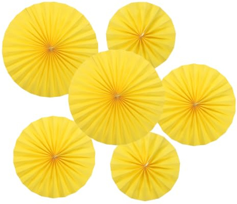 PATIKIL 20 cm/30 cm/40 cm pappersfläktar hängande dekoration, 12 i 1 set rund bikakestruktur fans med pärla för födelsedag bröllop examen evenemang fest, gul