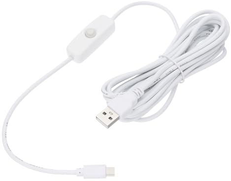 QUARKZMAN USB-kabel med 501 på/av-brytare, USB-kontakt till mikro-USB-kontakt strömkabel 3,0 m för digitala enheter LED-skrivbord LED-remsa vit