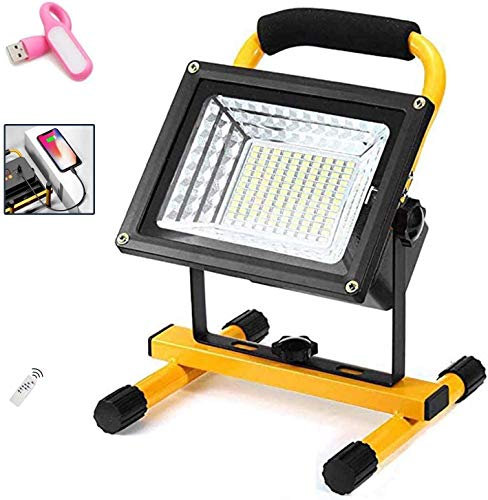 ZYGPH Foco LED portátil, 500 W, 8000 lúmenes, 130 LED, Recargable e inalámbrico, lámpara de Trabajo LED con batería y Control Remoto, Carga USB, 4 Modos de luz de Trabajo Regulable, C