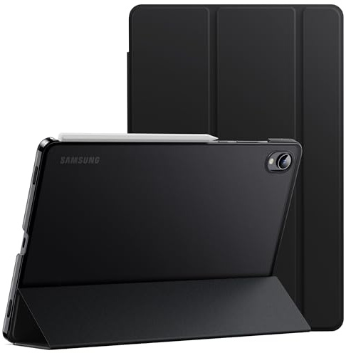 JETech Hülle für Samsung Galaxy Tab S11, Transluzente Rückseite Tri-Fold Ständer Tablet Schutzhülle, Unterstützung S Pen Kopplung, Auto Wachen/Schlafen (Schwarz)