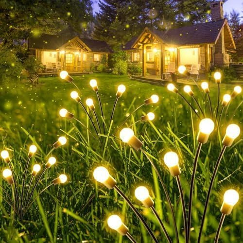 Confezione da 6 luci solari da giardino, 48 luci solari a LED per esterni per decorazione da giardino, impermeabili, luce lucciola per esterni (ondeggiamento dal vento), luci oscillanti per esterni