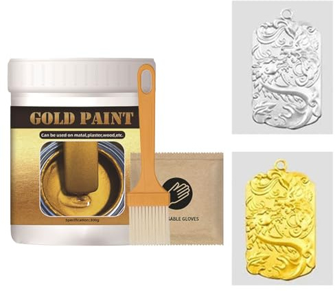 Goldfarbene Bastelfarbe | Gold-Flüssigfarbe, flüssige Goldfarben auf Wasserbasis | Glatte metallische Beschichtung für Türen, Möbel, Eisengeländer, Wände, Kunsthandwerk und DIY-Dekorationsprojekte