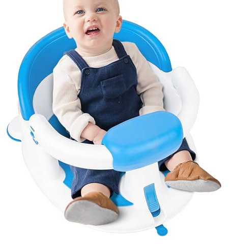 Babybadstol – 30 x 20 x 20 cm, duschstol för småbarn, säkert sugstöd | sittassistent för småbarn, avtagbar, öppen design, halkfri matta, säkerhetstillbehör för