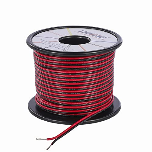 TUOFENG 22awg Electrical Wire 100 ft 22 Gauge Led Wire 2 Pin Extension Cable Wire Red Black Wires 12V/24V DC Cable for Led Strips Single Colour