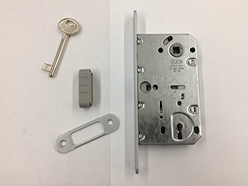 SERRATURA MAGNETICA AGB POLARIS 2XT PATENT CON CHIAVE, FINITURA CROMO OPACA, ENTRATA 50, FRONTALE 18X196 COMPLETA DI CONTROPIASTRA 22X82 E VASCHETTA CON MAGNETE E VITI DI FISSAGGIO
