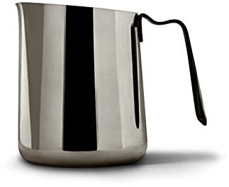 Fellow Eddy Dampfkrug, Milchaufschäumen und Präzisions-Latte-Art, Messhilfen, geriffelter Ausguss, scharfe Vorderfalte, 304 18/8 Edelstahl, Graphit 340 ml
