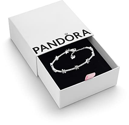 PANDORA Moments Women's Sterling Silver Celestial Stars Chain Bracelet, Size 20, With Gift Box