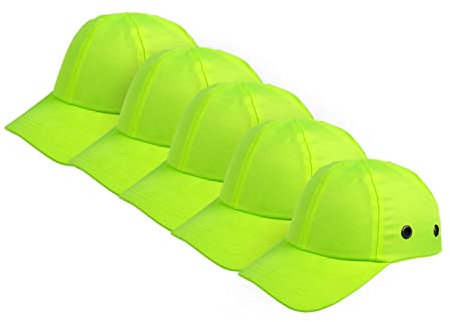 Zojo Baseball Bump Cap Hard Hat Helmet,5PCS Reflective Breathable Lightweight Safety Cap for Men and Women (5PCS-Twill Neon Yellow)