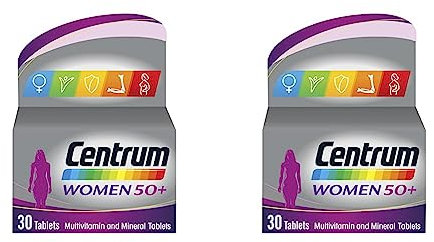 Centrum Women 50+ Multivitamin & Mineral Tablets, 24 Essential nutrients Including Vitamin D, Complete Multivitamin Tablets, 30 Tablets (Pack of 2)