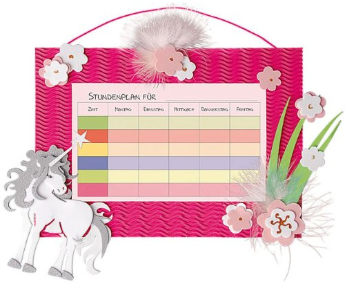 alles-meine.de GmbH Bastelset Stundenplan - Schule/Schulplaner für Schulstunden - Einhorn Pferd rosa pink Mädchen