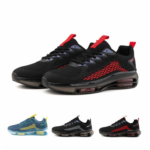Hitmars Scarpe Running Uomo Scarpe da Corsa Ginnastica Trail Running Sportive Jogging Trekking Tennis Outdoor Fitness Scarpe Uomo Sneakers Nero e Rosso N2 EU41
