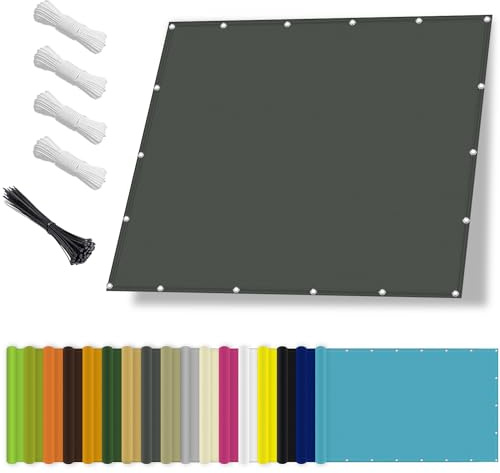 Sonnensegel wasserdicht 2x5M,Sonnenschutz- und Wetterschutz-Markise, UV-Schutz Schattiernetz mit Ösen und Kordel für Garten und Terrasse-Dunkelgrau