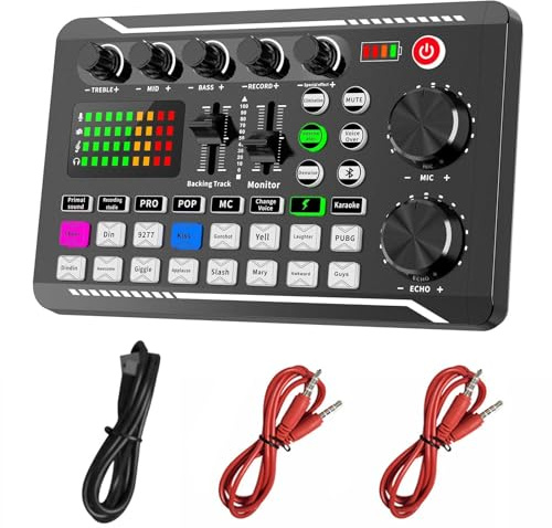 Kit de carte son – Carte son en direct F998, ensemble d'équipement de podcast professionnel | Kit de carte son Microph Podcast, version anglaise pour streaming et enregistrement de podcasts