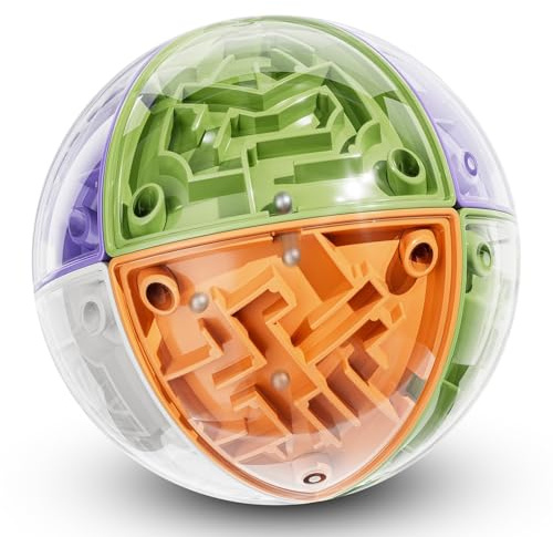 3D Labyrinth Kugel Puzzle, 3D Labyrinth Würfel Komplexes Puzzle Spiel Mit Rollenden Kugeln, Kugellabyrinth Zauberwürfel Spielzeug, Geschenke für Kinder 3 4 5 6+ Jahren Jugendliche Erwachsene