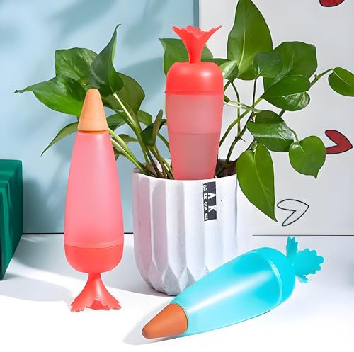 3 Automatische Tränken in Form von Karotten, Balkon & Garten – Transparentes Bewässerungssystem für Selbstbewässerung von Pflanzen (Innen & Außen)