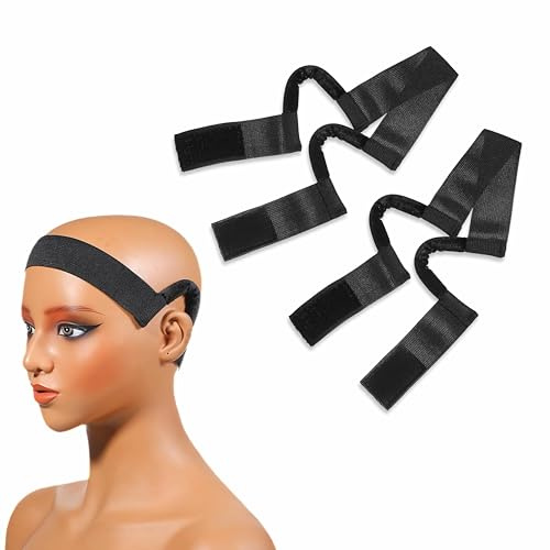 2 Pcs Wig Band For Lace Front Ear No Slip Melting Elastic Band Soft Wig Grip Bands with Ear Cut Outs Comfortable Earless Melting Bands C-Shaped Curve Headband for Women Lace Front Wigs