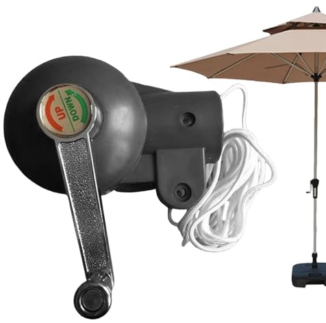 Outdoor Market Parasol Winder - Heavy Duty Black, Solskyddstillbehör, Central Column Gear | Gräsmatta Terrass Balkong Restaurang Butik Front Innergård Cantilever Reparation Fix Universal Manuel