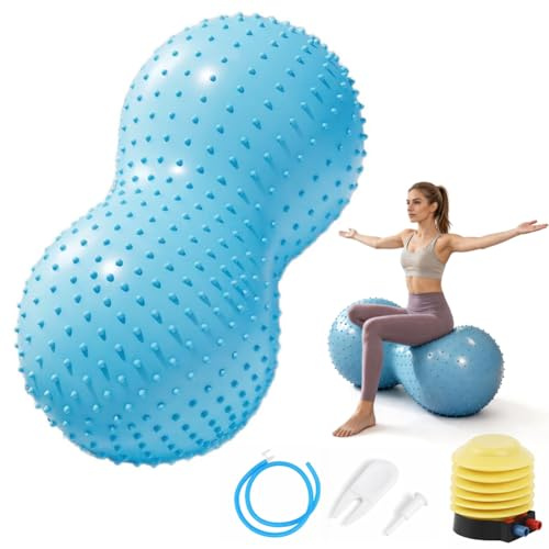 RANJIMA Palla da yoga, 90 x 45 cm, palla da ginnastica, yoga, arachidi, con pompa ad aria, palla terapia, sport, fitness, regalo per adulti e bambini, attrezzature per il fitness per palestre, uffici