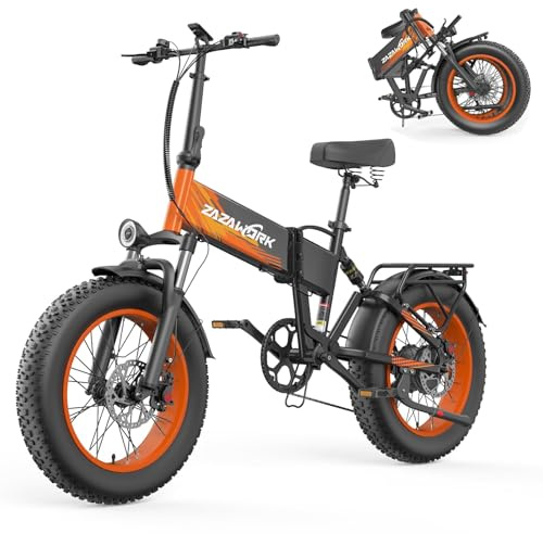 CHEEVALRY 20 Zoll Fat Tire E Bike Klapprad, mit 48V 20Ah Akku Bis zu 120KM, 60 Nm Geeignet für jedes Gelände, 7-Gang, Vollfederung, hydraulische Scheibenbremsen, Elektrofahrrad für Herren und Damen,