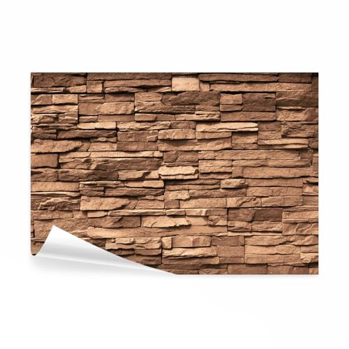 decomonkey Fototapete selbstklebend Steinwand Stein, 343x256 cm, XXL, Holz | Steintapete, braun, Selbstklebende, Tapeten, Wand, Fototapeten, Tapete, Wandtapete, klebend, Klebefolie