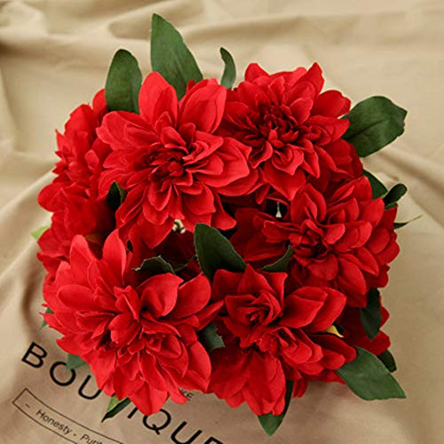 Homyu - 10 flores artificiales de dalia para el hogar, bodas, fiestas, oficina, suministros