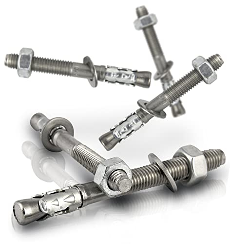 PROTECH 4 Stück Bolzenanker M10x90 Edelstahl A4 rostfreier V4A Stahlanker Schwerlastdübel Schwerlastanker